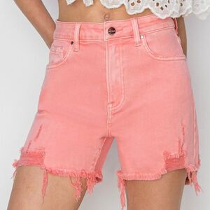RISEN High Rise Distressed Denim Shorts 14D-B009